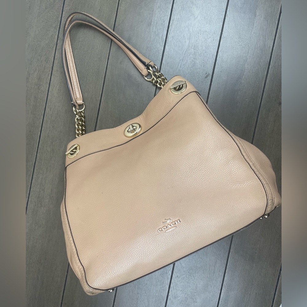 COACH TURN-LOCK EDIE SHOUDLER BAG PEBBLE LEATHER MAUVE